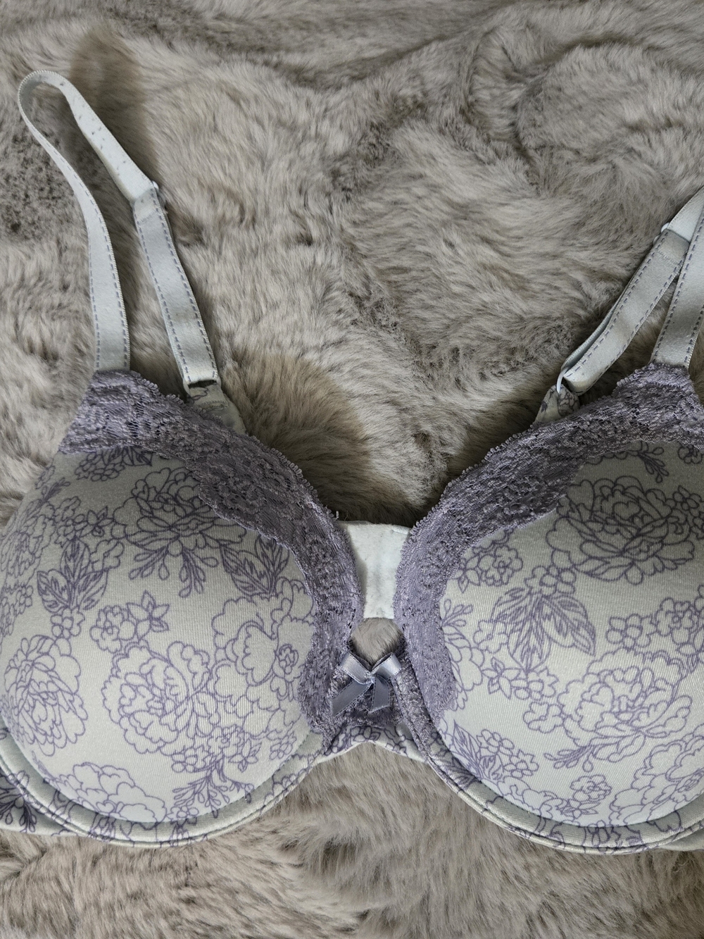 Maidenform Blue & Lavender Floral Lace Lightly Lined Bra